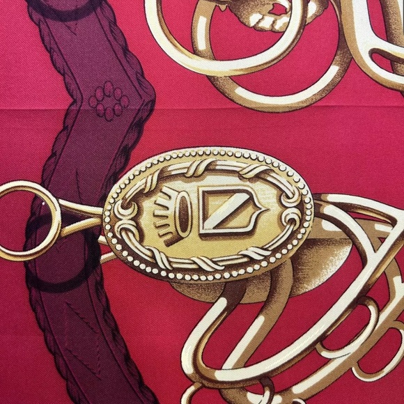 Hermès Red and Gold Silk Scarf - Picture 13 of 14